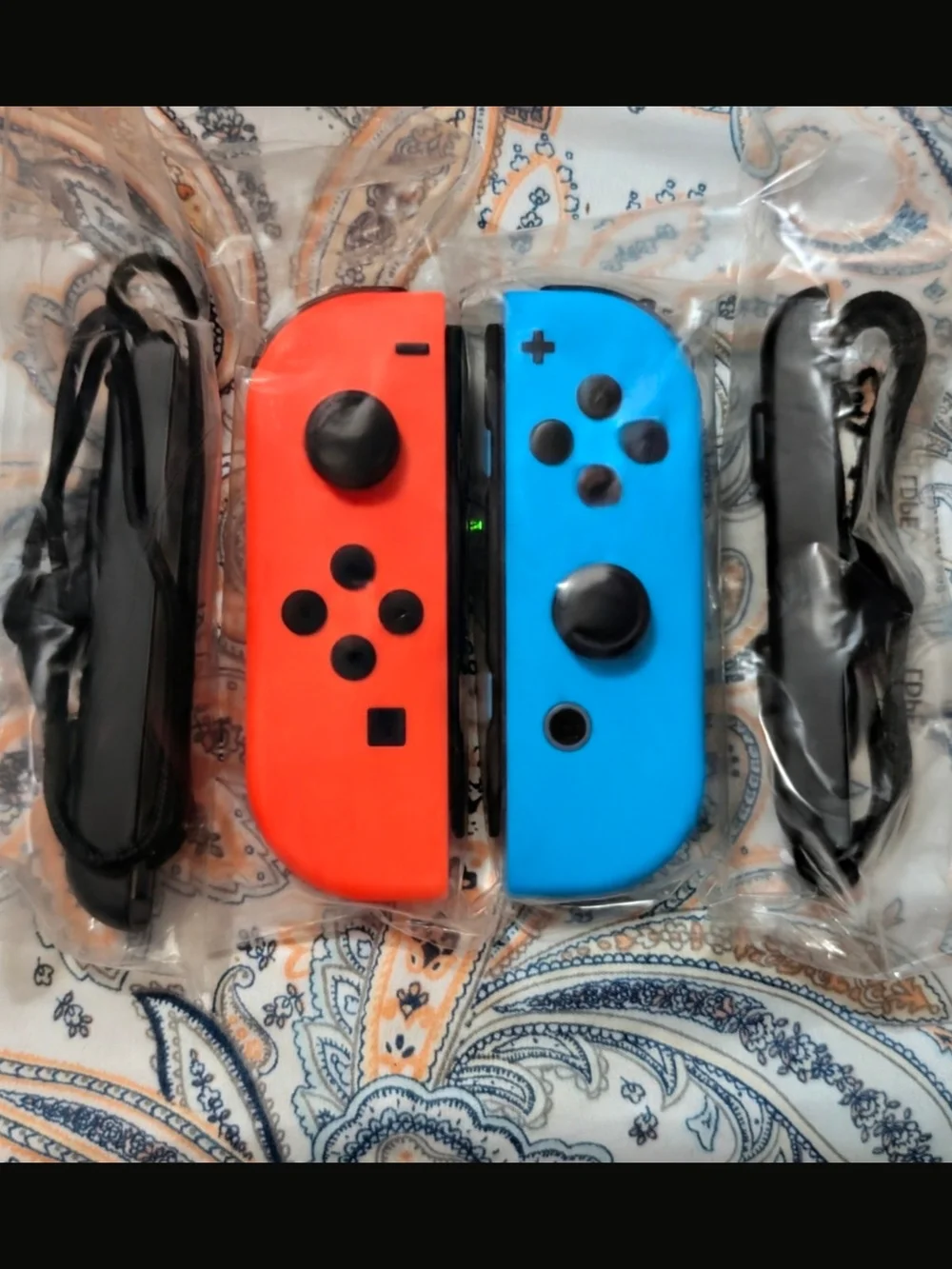 NEW Official Nintendo Switch Joy-Con Controllers Neon Blue & Red + Straps No Box